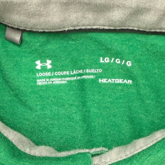 Under Armour Notre Dame Fighting Irish Golf Polo Shirt LG Loose HeatGear Green - Picture 3 of 5